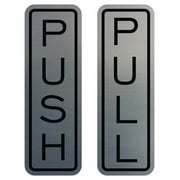 All Quality Classic Vertical Push Pull Door Sign (Brushed Silver) - Small