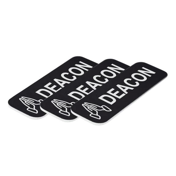 All Quality Deacon 1 x 3" Name Tag/Badge, Black, Praying Hands Design (3 Pack)