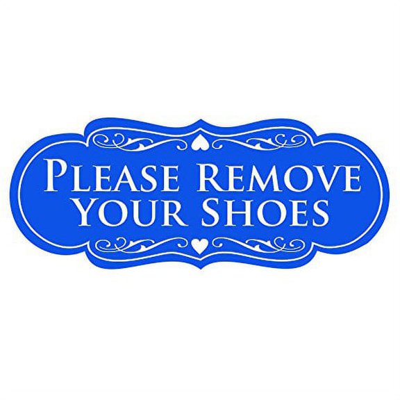 All Quality Designer Please Remove Your Shoes Thank You Sign - Blue Large