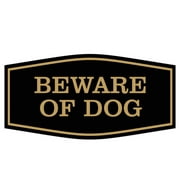 All Quality Fancy Beware of Dog Sign (Black/Gold) - Small