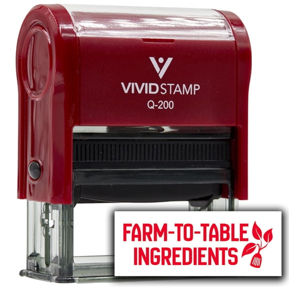 All Quality Farm-to-Table Ingredients Self-Inking Rubber Stamp | Handcrafted Products (Red Ink) - Q-200