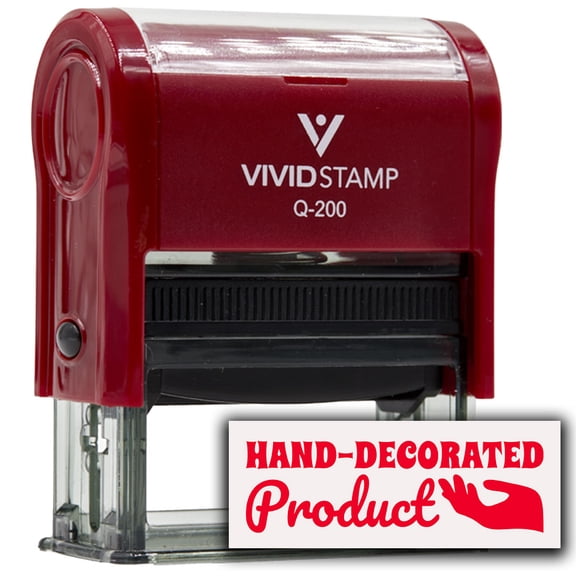 All Quality Hand-Decorated Product Self-Inking Rubber Stamp | Handcrafted Products (Red Ink) - Q-200