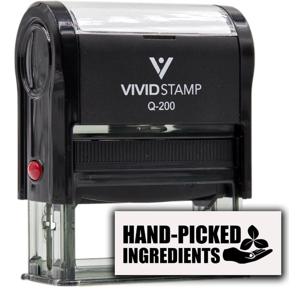 All Quality Hand-Picked Ingredients Self-Inking Rubber Stamp | Handcrafted Products (Black Ink) - Q-200