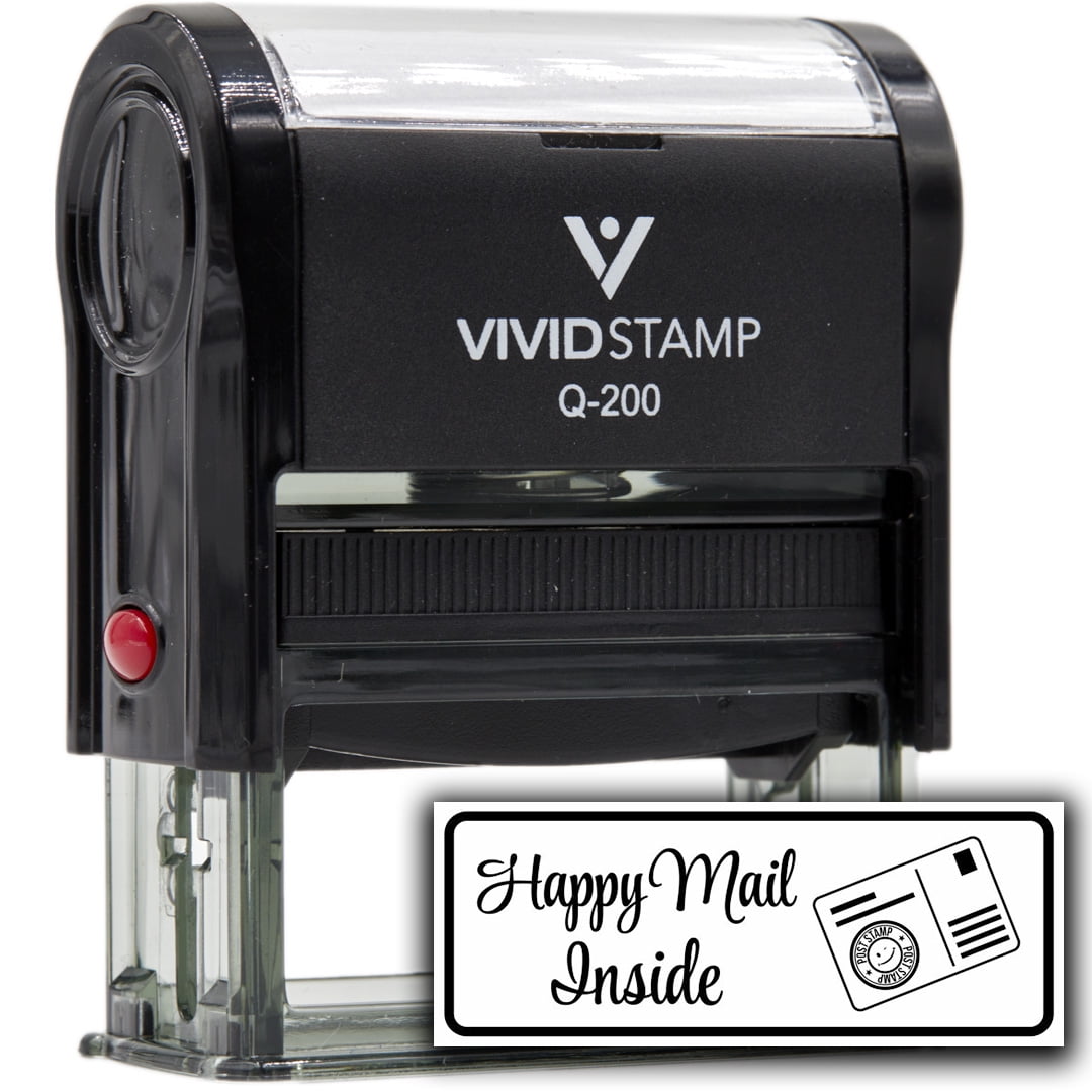 All Quality Happy Mail Inside Self-Inking Rubber Stamp | Business and Packaging Stamps (Black Ink) - Q-200