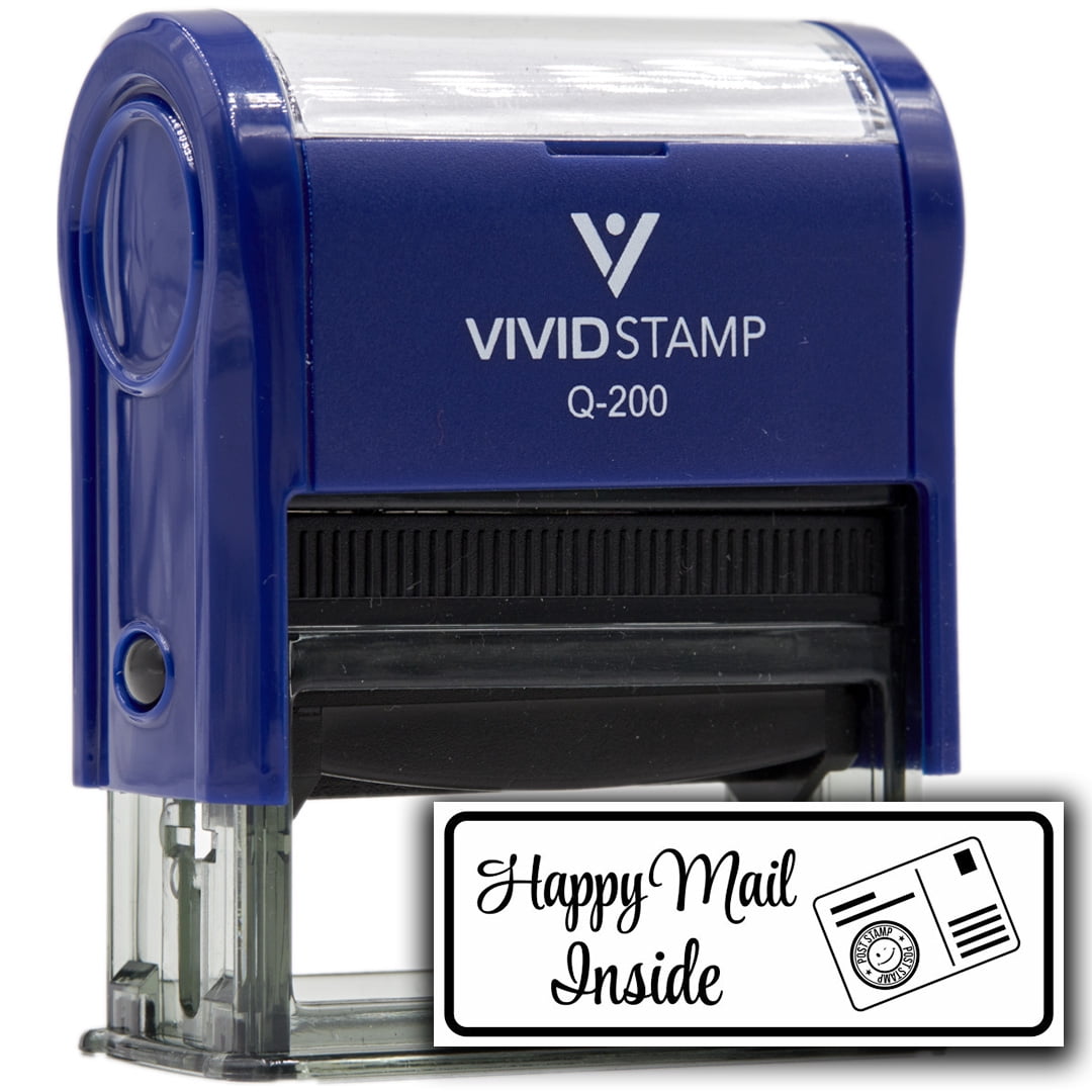 All Quality Happy Mail Inside Self-Inking Rubber Stamp | Business and Packaging Stamps (Blue Ink) - Q-200