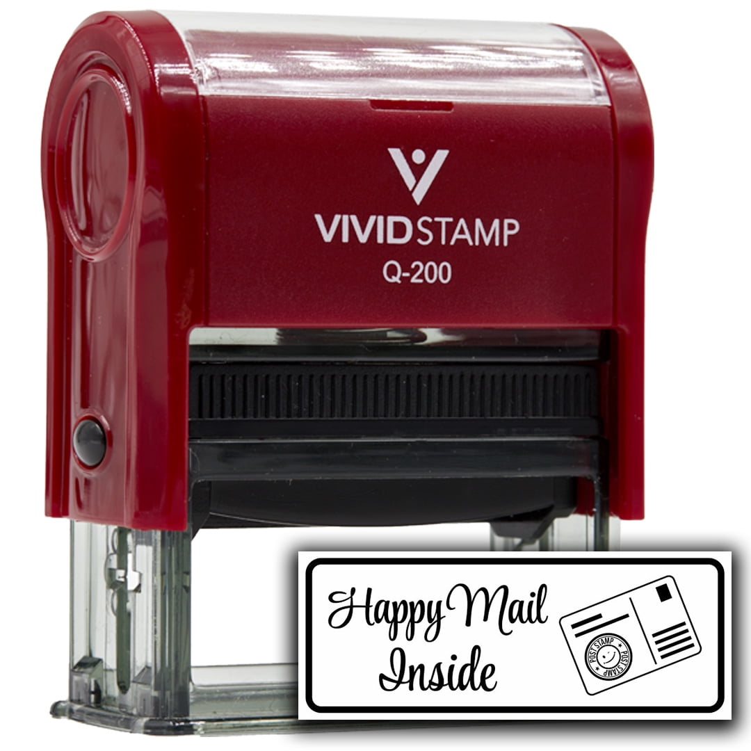 All Quality Happy Mail Inside Self-Inking Rubber Stamp | Business and Packaging Stamps (Red Ink) - Q-200