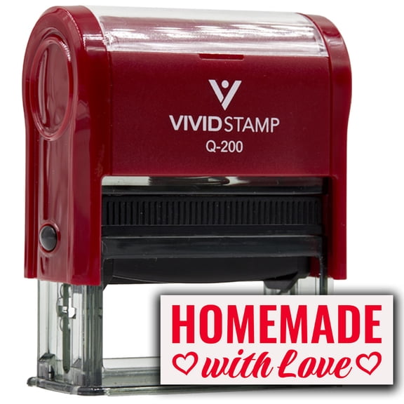All Quality Homemade with Love Self-Inking Rubber Stamp | Handcrafted Products (Red Ink) - Q-200