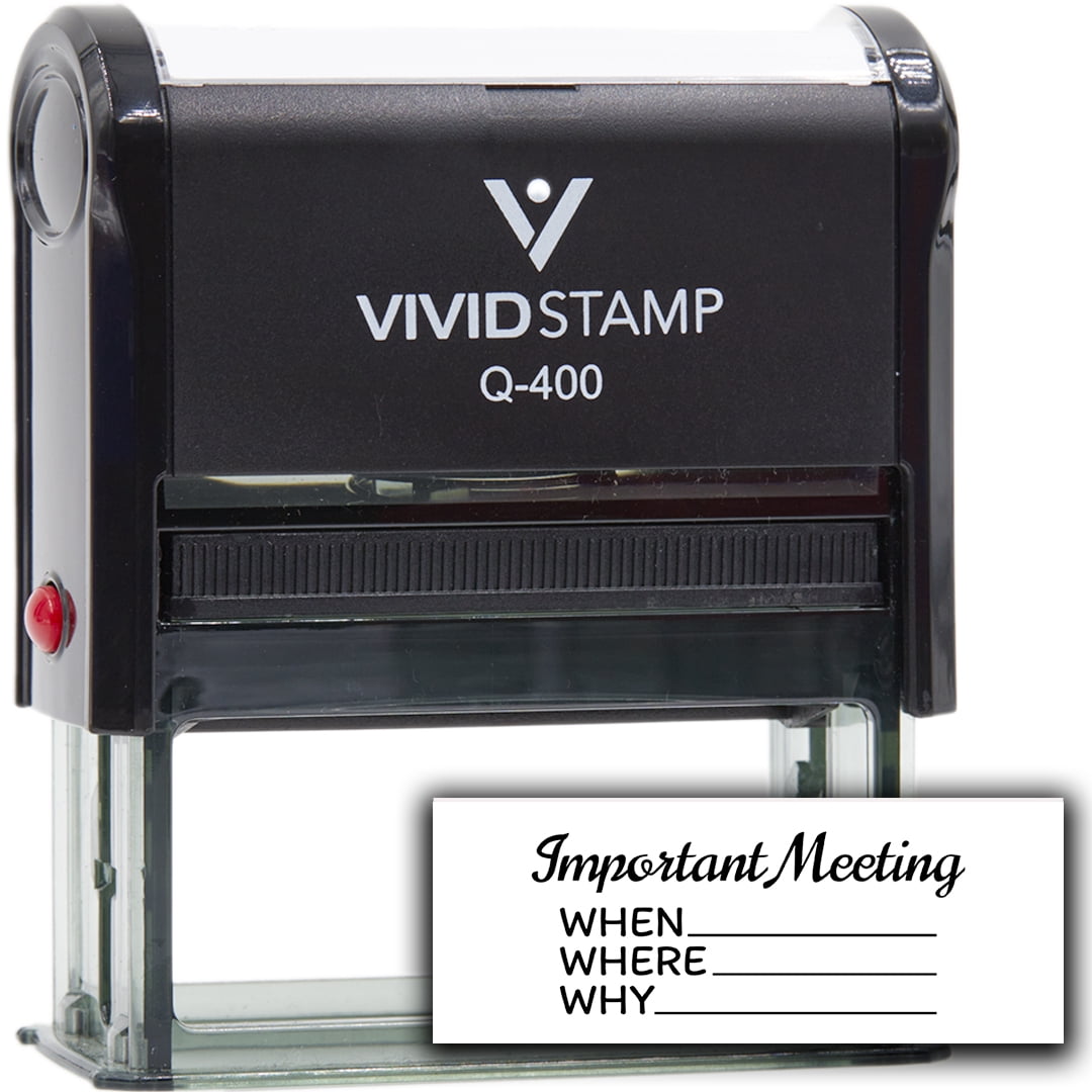 All Quality Important Meeting When Where Why Self-Inking Rubber Stamp | Agenda Planning Stamps (Black Ink) - Q-400