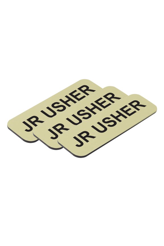 All Quality Jr Usher 1 x 3" Name Tag, Brushed Gold (3 Pack)