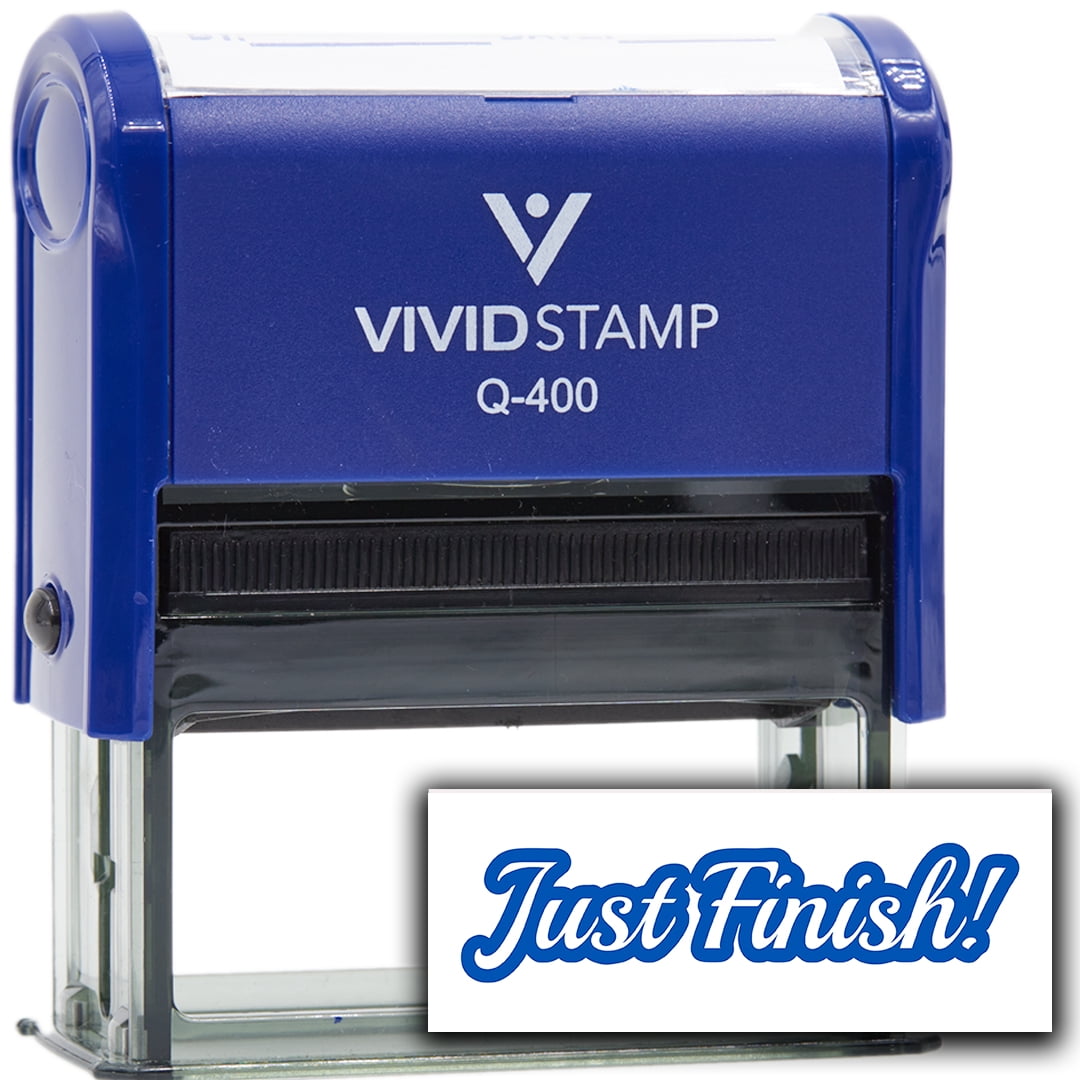 All Quality Just Finish! Self-Inking Rubber Stamp | Agenda Planning Stamps (Blue Ink) - Q-400
