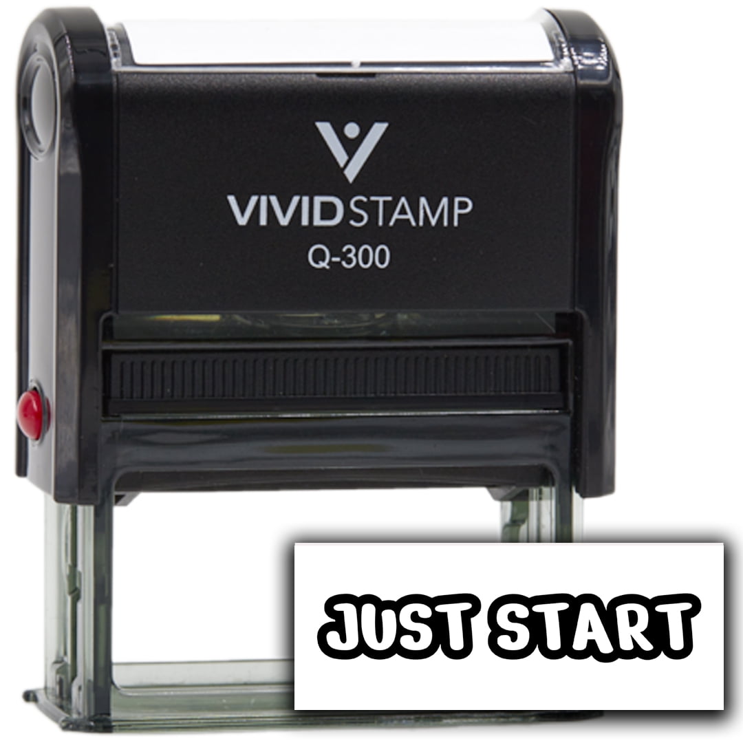 All Quality Just Start Self-Inking Rubber Stamp | Agenda Planning Stamps (Black Ink) - Q-300