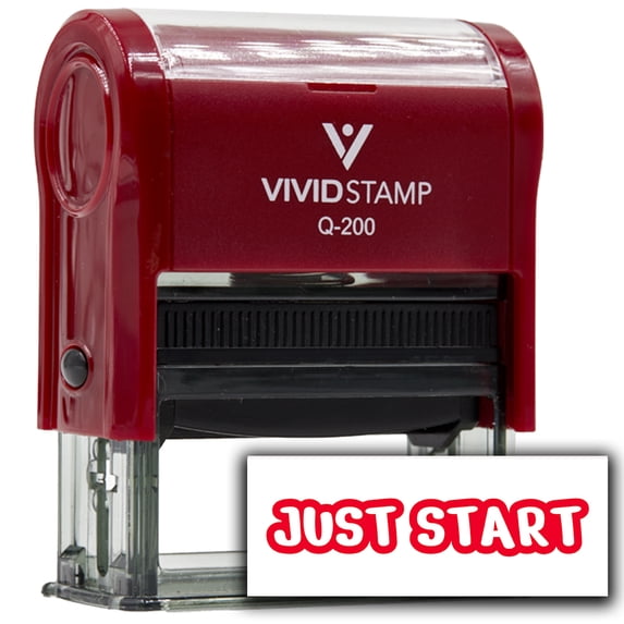 All Quality Just Start Self-Inking Rubber Stamp | Agenda Planning Stamps (Red Ink) - Q-200
