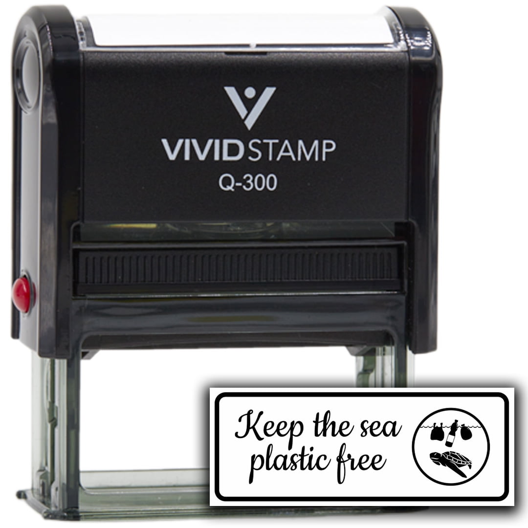 All Quality Keep The Sea Plastic Free Self-Inking Rubber Stamp | Business and Packaging Stamps (Black Ink) - Q-300