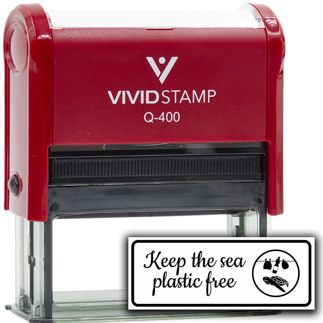 All Quality Keep The Sea Plastic Free Self-Inking Rubber Stamp | Business and Packaging Stamps (Red Ink) - Q-400