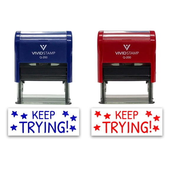 All Quality Keep Trying! Self-Inking Rubber Stamp Motivational Teacher Stamps | Homework And Grading | Classroom Supplies (Black Ink) - Q-200