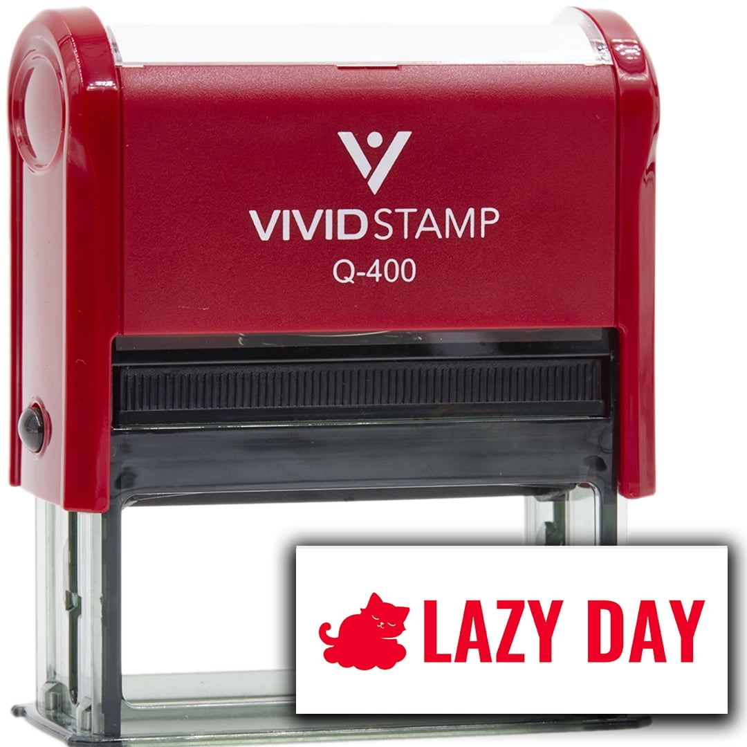 All Quality Lazy Day Self-Inking Rubber Stamp | Agenda Planning Stamps (Red Ink) - Q-400