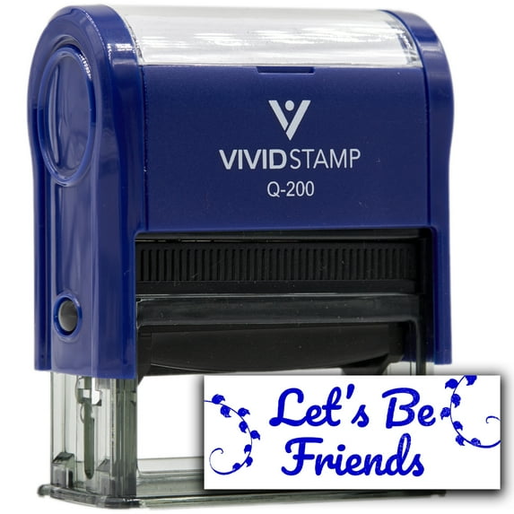 All Quality Let's Be Friends Self-Inking Rubber Stamp | Family & Friends | Novelty Homely Stamps (Blue Ink) - Q-400