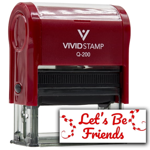 All Quality Let's Be Friends Self-Inking Rubber Stamp | Family & Friends | Novelty Homely Stamps (Red Ink) - Q-300