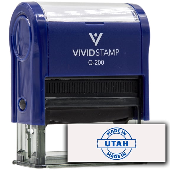All Quality Made In Utah Self-Inking Rubber Stamp (Blue Ink) - Q-200