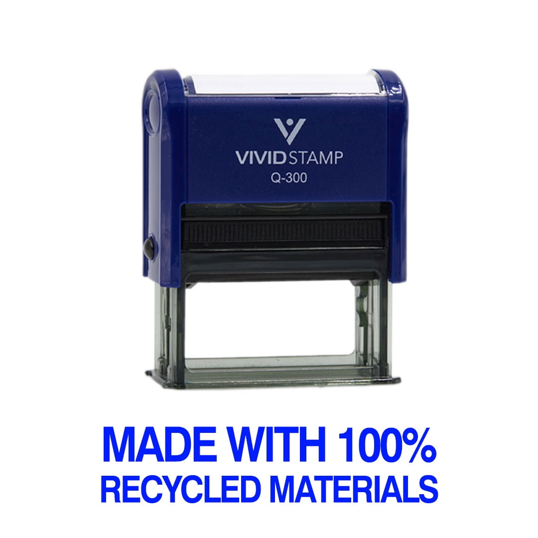All Quality Made With 100% Recycled Materials Self-Inking Rubber Stamp | Professional Business Branding (Blue Ink) - Q-300