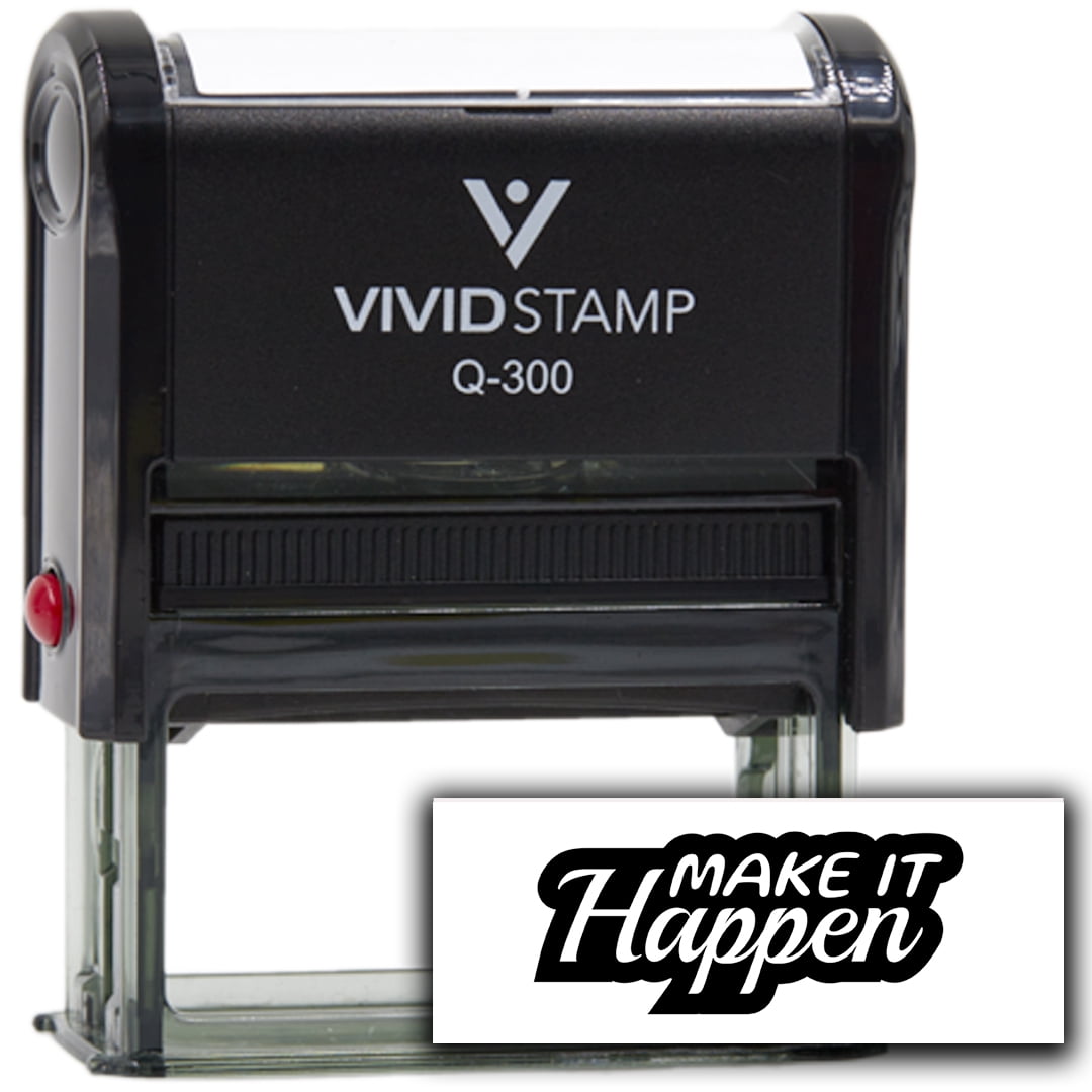 All Quality Make it Happen Self-Inking Rubber Stamp | Agenda Planning Stamps (Black Ink) - Q-300