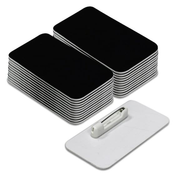 All Quality Name Tag/Badge Blanks - 25 Pack - Black 1-1/2" X 3", Round Corners, Pin