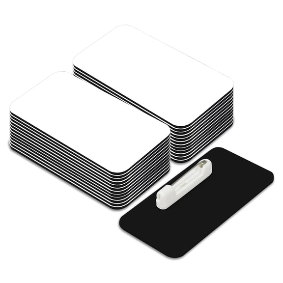 All Quality Name Tag/Badge Blanks - 25 Pack - White 1-1/2" X 3", Round Corners, Pin