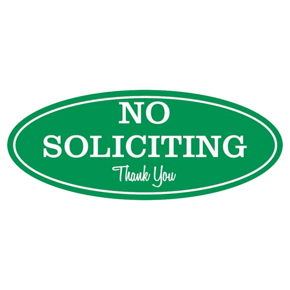 All Quality Oval No Soliciting Sign (Green) - Large