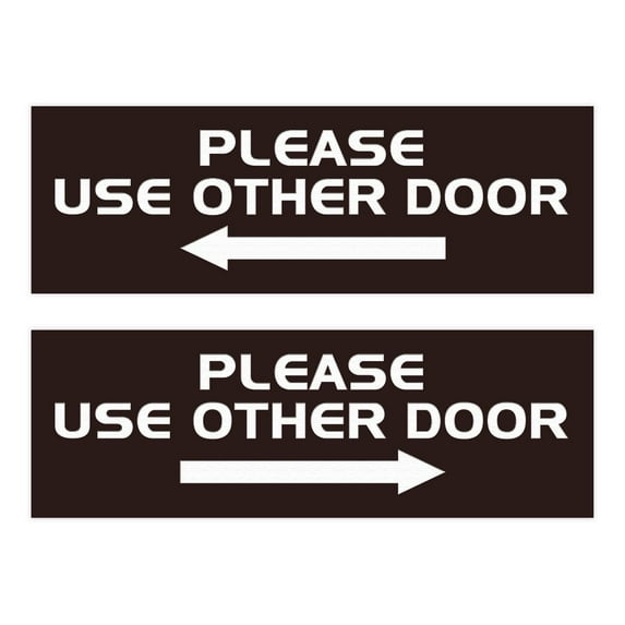 All Quality PLEASE USE OTHER DOOR Sign - (2 Pack) (Dark Brown) - Small 2" x 6"