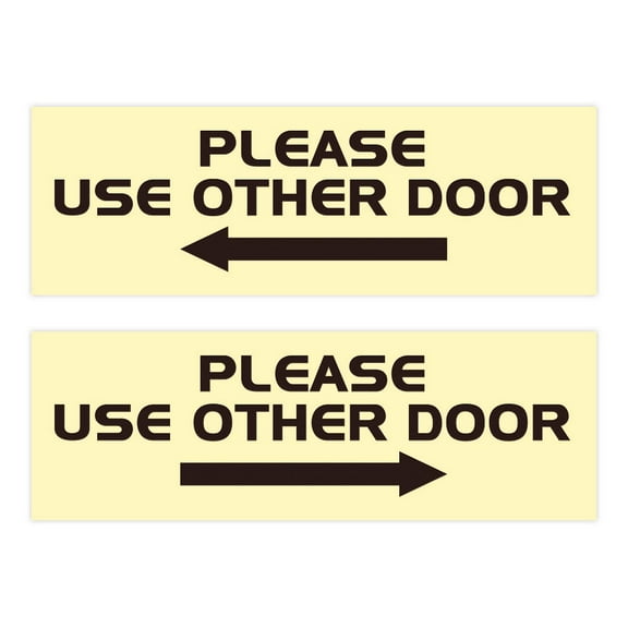 All Quality PLEASE USE OTHER DOOR Sign - (2 Pack) (Ivory / Brown) - Medium 3" x 8"