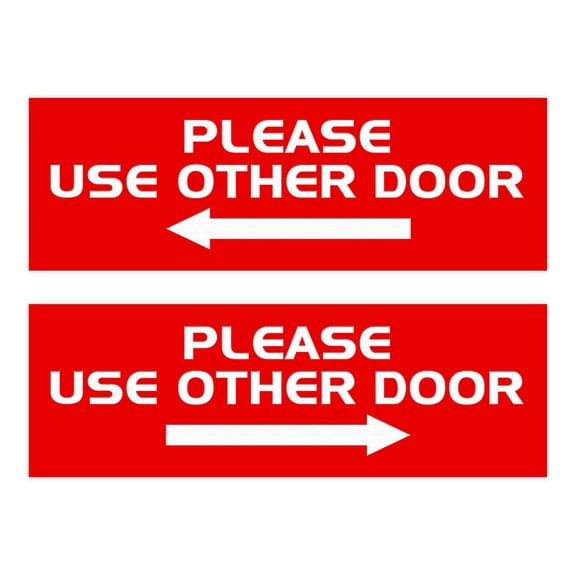 All Quality PLEASE USE OTHER DOOR Sign - (2 Pack) (Red) - Medium 3" x 8"