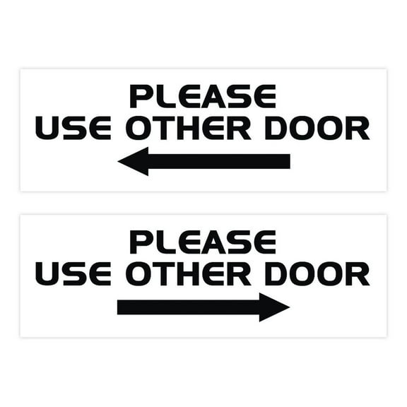 All Quality PLEASE USE OTHER DOOR Sign - (2 Pack) (White) - Small 2" x 6"