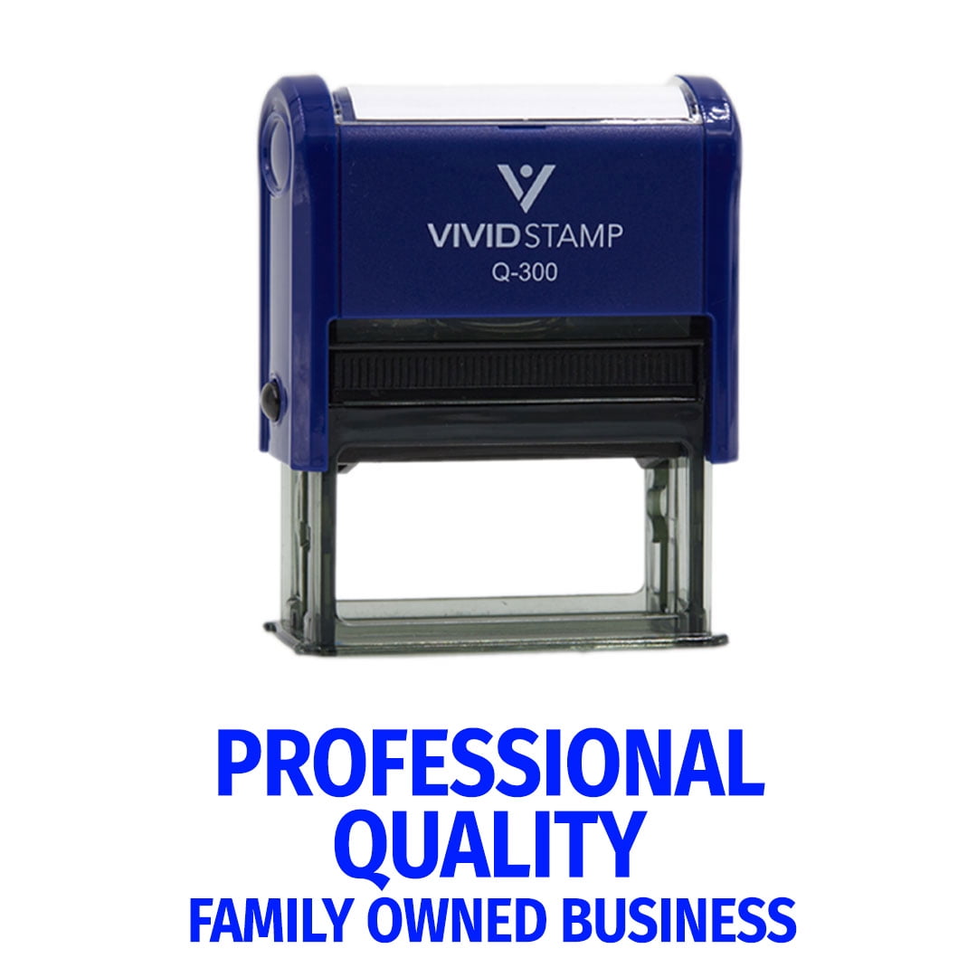 All Quality Professional Quality Family Owned Business Self-Inking Rubber Stamp | Professional Business Branding (Blue Ink) - Q-400