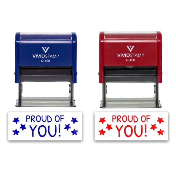 All Quality Proud of You! Self-Inking Rubber Stamp Motivational Teacher Stamps | Homework And Grading | Classroom Supplies (Blue Ink) - Q-400