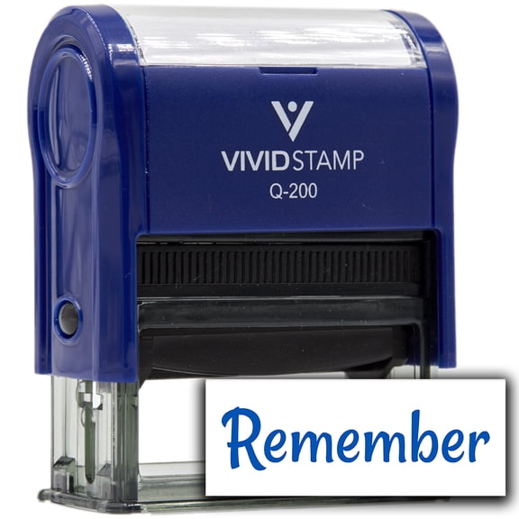 All Quality Remember Self-Inking Rubber Stamp | Agenda Planning Stamps (Blue Ink) - Q-200