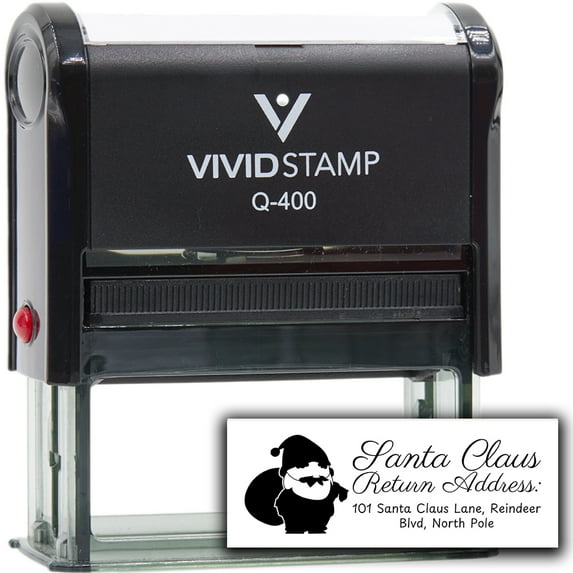 All Quality Santa Claus Return Address: 101 Santa Claus Lane, Reindeer Blvd, North Pole | Christmas Gift Stamp | Festive Season (Black Ink) - Q-400