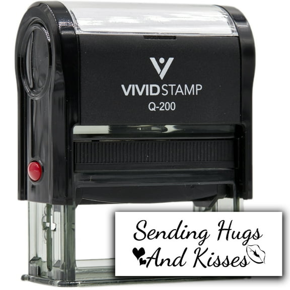 All Quality Sending Hugs And Kisses Self-Inking Rubber Stamp | Family & Friends | Novelty Homely Stamps (Black Ink) - Q-400