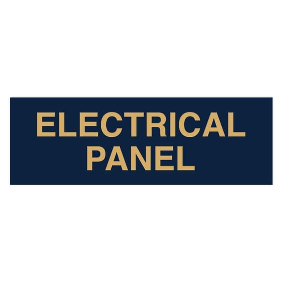 All Quality Standard Electrical Panel Sign - Navy Blue / Gold - Small 2" x 6"