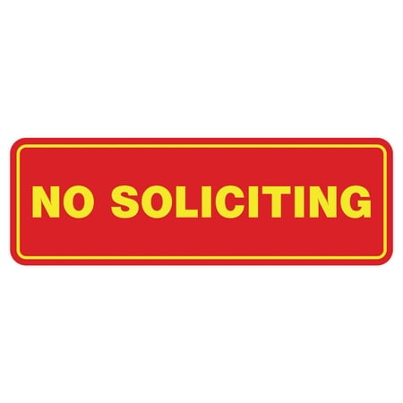 All Quality Standard No Soliciting Plastic Wall or Door Sign - Red / Yellow - Medium 2.5 X 7"