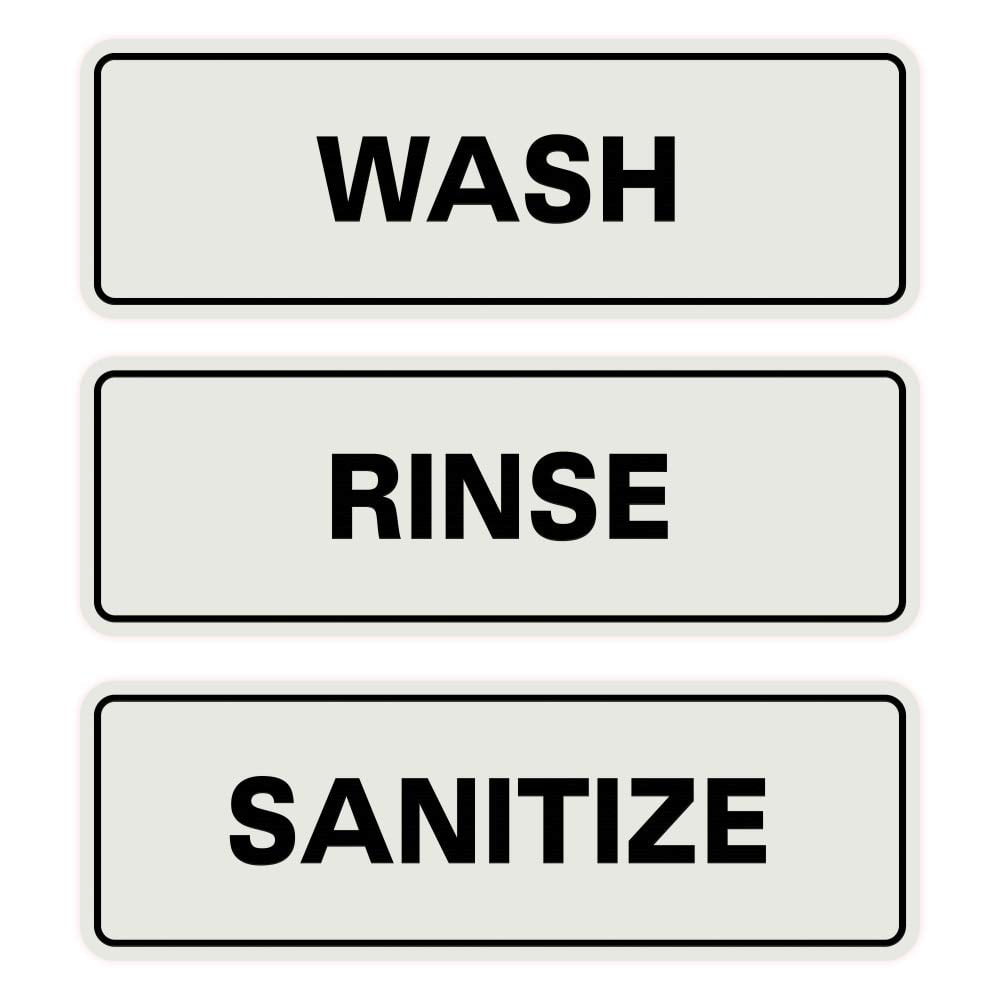 All Quality Standard WASH RINSE SANITIZE Sign Set of 3 Bay Sink Signs ...