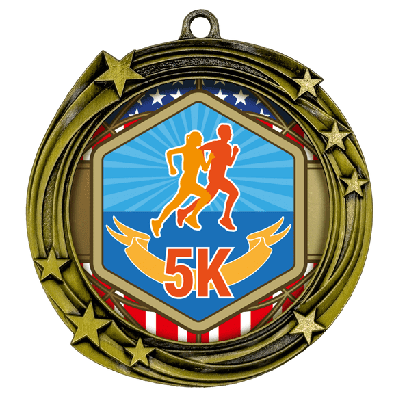 All Quality Stars Design 5k Medal | Competition | High Quality Metal Medal - 1st, 2nd, 3rd Place - 9 Piece Set (3 Pack)