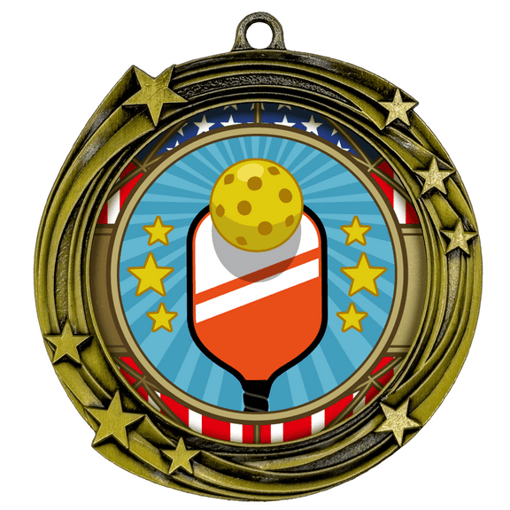 All Quality Stars Design Pickleball Medal - 1st, 2nd, 3rd Place - 3 Piece Set (1 Pack)