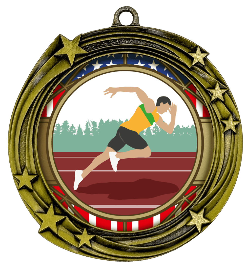 All Quality Stars Design Track and Field Medal ( male) - 1st, 2nd, 3rd Place - 15 Piece Set (5 Pack)