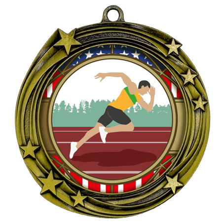 All Quality Stars Design Track and Field Medal ( male) - 1st, 2nd, 3rd Place - 30 Piece Set (10 Pack)