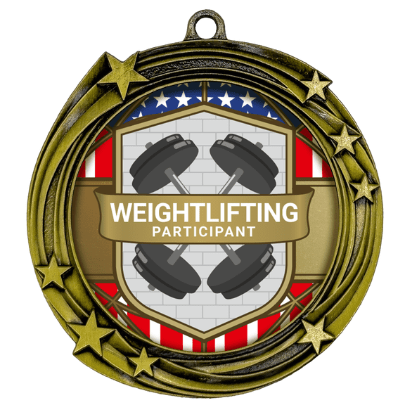 All Quality Stars Design Weightlifting Medal | Competition | High Quality Metal Medal - 1st, 2nd, 3rd Place - 9 Piece Set (3 Pack)