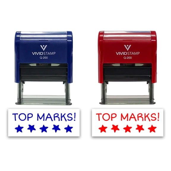 All Quality Top Marks! Self-Inking Rubber Stamp Motivational Teacher Stamps | Homework And Grading | Classroom Supplies (Blue Ink) - Q-200