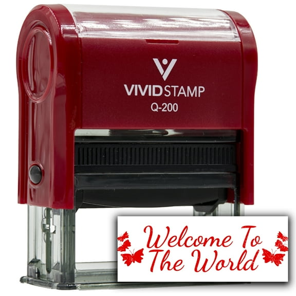 All Quality Welcome To The World Self-Inking Rubber Stamp | Family & Friends | Novelty Homely Stamps (Red Ink) - Q-200