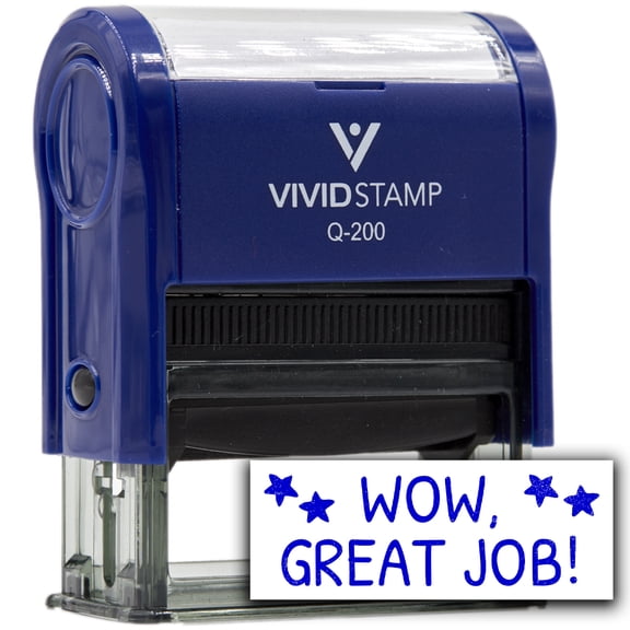 All Quality Wow, Great Job! Self-Inking Rubber Stamp Motivational Teacher Stamps | Homework And Grading | Classroom Supplies (Blue Ink) - Q-400