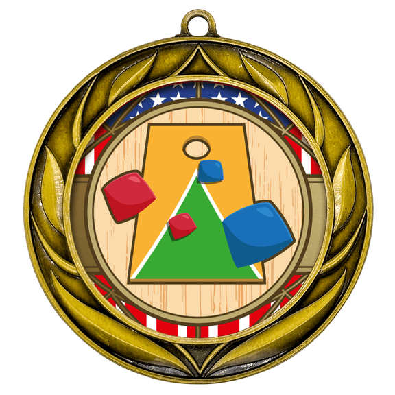 All Quality Wreath Design Cornhole Medal - 1st, 2nd, 3rd Place - 9 Piece Set (3 Pack)