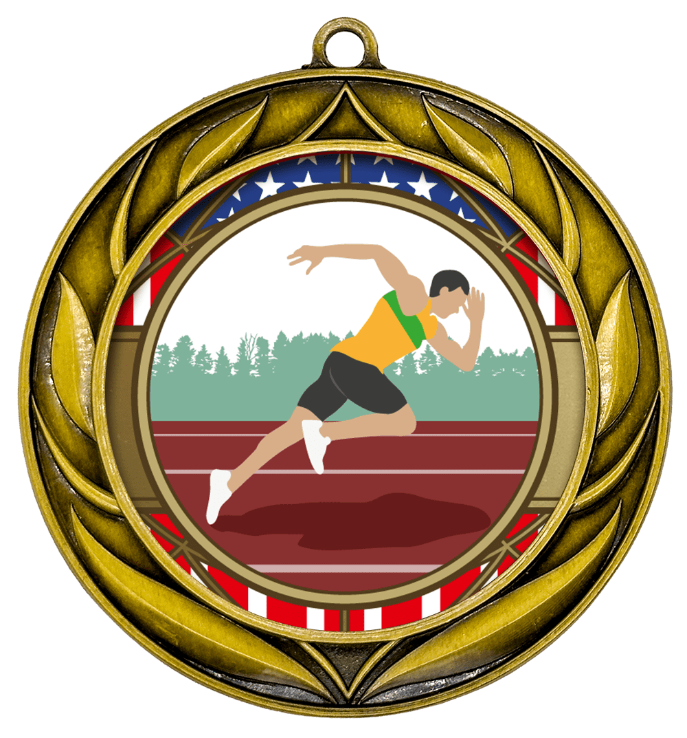 All Quality Wreath Design Track and Field Medal (Male) | Competition | High Quality Metal Medal - 1st, 2nd, 3rd Place - 30 Piece Set (10 Pack)